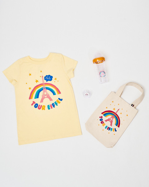 Tote Bag infantil Mini Arco íris con la Torre Eiffel