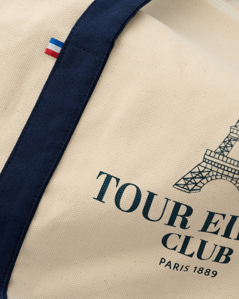 Bolso Bowling de Algodón Crudo y Azul – Tienda de la Torre Eiffel