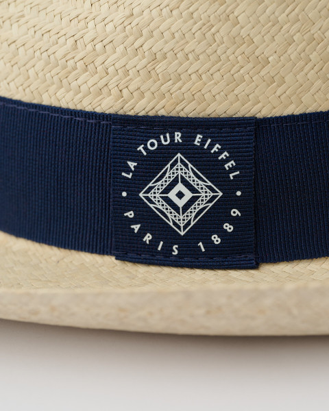 Beige and Blue Straw Hat – Eiffel Tower Shop